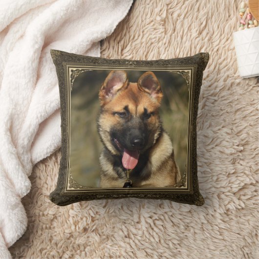 額縁1+1ペットフォト記念金ゴールド/ブラウンダマスク – クッション (ブランケット)