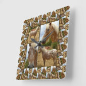 額縁Appaloosa Horses写真コラージュ スクエア壁時計 (傾斜)