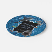 顎のように白い素晴らしサメ誕生日 ペーパープレート (アングル)