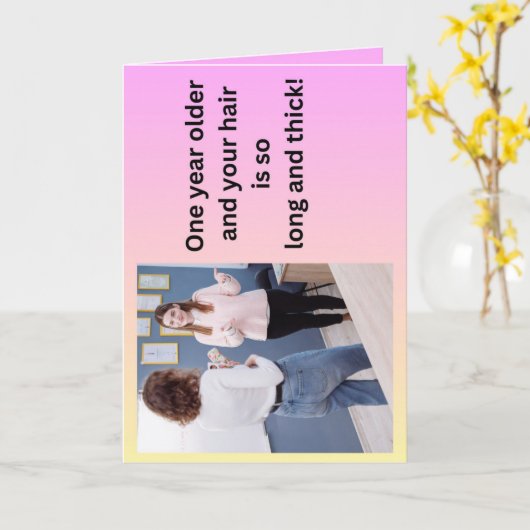 顎の毛の誕生日カード カード (黄色い花)