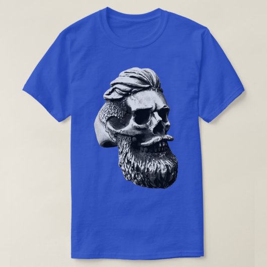 顎鬚の像が暗いスカル Tシャツ (デザイン正面)
