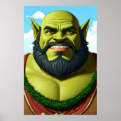 顎鬚を持つorc矮性ハイブリッドのポートレート | AI Art ポスター (正面)