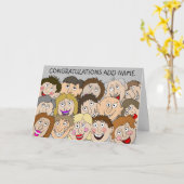 顔おもしろいおめでとう カード (黄色い花)