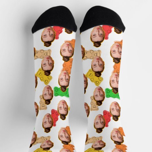 顔おもしろいお前は俺のグミベア靴下だ ソックス (上部)