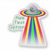 顔おもしろいエイリアンレインボー宇宙船 シール (正面)