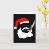 顔おもしろいサンタクロース喫煙ウィードクリスマス カード (黄色い花)