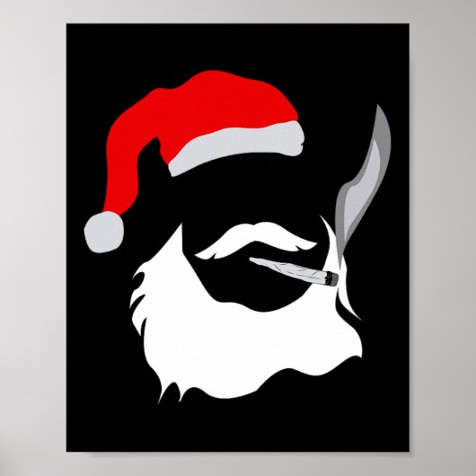 顔おもしろいサンタクロース喫煙ウィードクリスマス ポスター (正面)