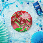 顔おもしろいスイカデザイン ペーパープレート (パーティー)