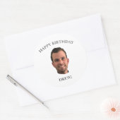 顔おもしろいハッピーバースデー飲料写真 ラウンドシール (封筒)