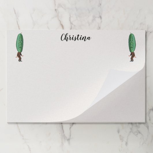 顔おもしろいブラウンスーツを持つ男の大きなピクルヘッド ペーパーパッド (折り畳み)