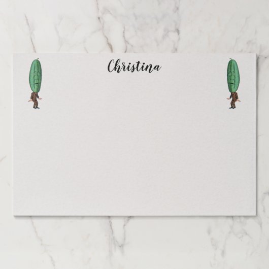 顔おもしろいブラウンスーツを持つ男の大きなピクルヘッド ペーパーパッド (正面)