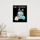 顔おもしろいマスクギフトを着たハスキーな新人犬 ポスター (キッチン)