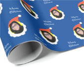 顔おもしろいメリークリスマスフォトカスタム ラッピングペーパー (ロールコーナー)