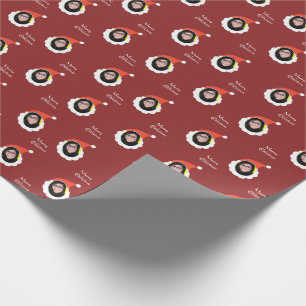 顔おもしろいメリークリスマスフォトカスタム ラッピングペーパー