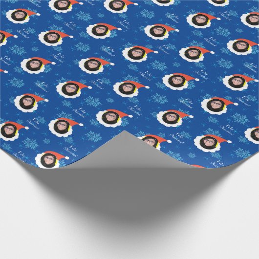 顔おもしろいメリークリスマス写真スペインの中 ラッピングペーパー (角)