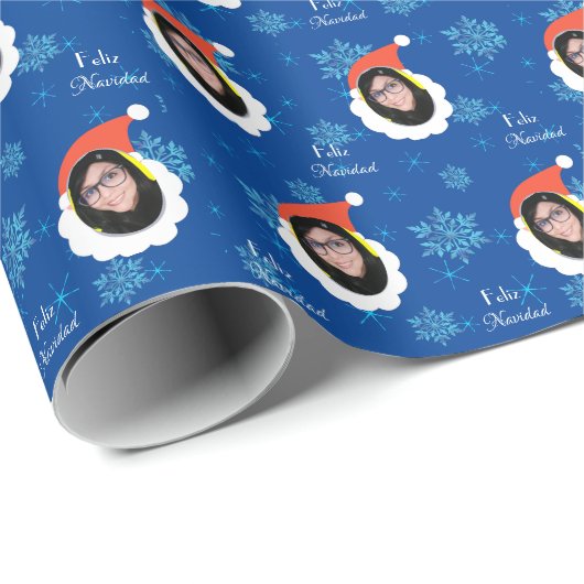 顔おもしろいメリークリスマス写真スペインの中 ラッピングペーパー (ロールコーナー)