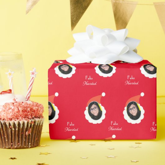 顔おもしろいメリークリスマスinフォトラスペインのッピ ラッピングペーパー (誕生日パーティー)