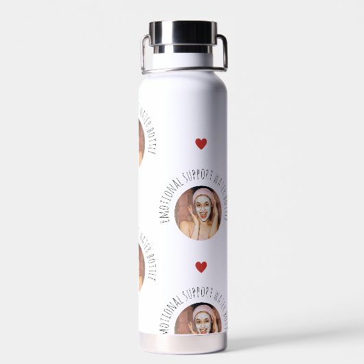 顔おもしろい写真バレンタインデーの感情的なサポート ウォーターボトル (背面)