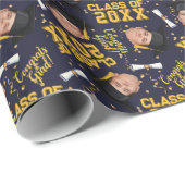 顔おもしろい写真卒業キャップ海軍ギフトラップ ラッピングペーパー (ロールコーナー)