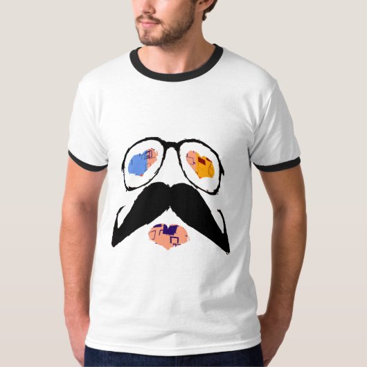 顔おもしろい口ひげ Tシャツ (正面)