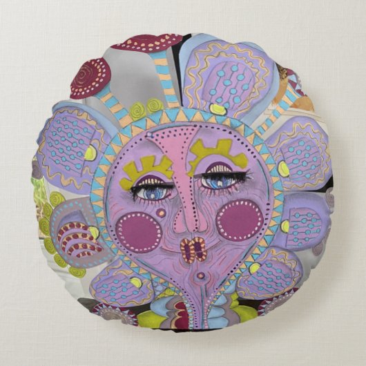 顔お洒落枕 ラウンドクッション (正面)