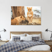 顔から顔へライオンズウォールアート キャンバスプリント (インサイチュ (寝室))