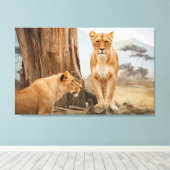 顔から顔へライオンズウォールアート キャンバスプリント (インサイチュ (ウッドフロア))