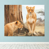 顔から顔へライオンズキャンバスアート キャンバスプリント (インサイチュ (ウッドフロア))