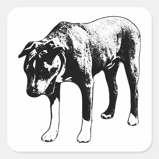 顔から顔 – 大きなあくびラインワーク スクエアシール (正面)