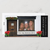 顔がガラスのクリスマスに押し付けられる シーズンカード (正面/裏面)