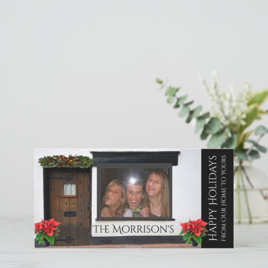 顔がガラスのクリスマスに押し付けられる シーズンカード (スタンド正面)