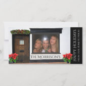 顔がガラスのクリスマスに押し付けられる シーズンカード (正面)