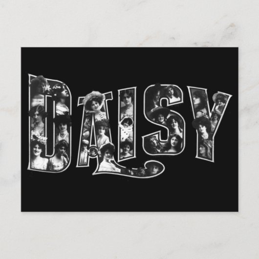 顔が付いたデイジーの大きな文字 ポストカード (正面)