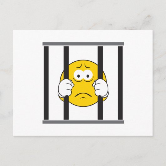 顔が刑務所に入ったデザイン ポストカード (正面)