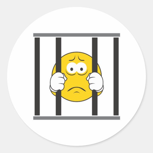 顔が刑務所に入ったデザイン ラウンドシール (正面)