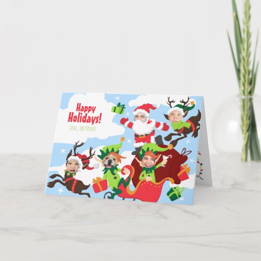 顔だ!クリスマス5おもしろい家族 シーズンカード (正面)