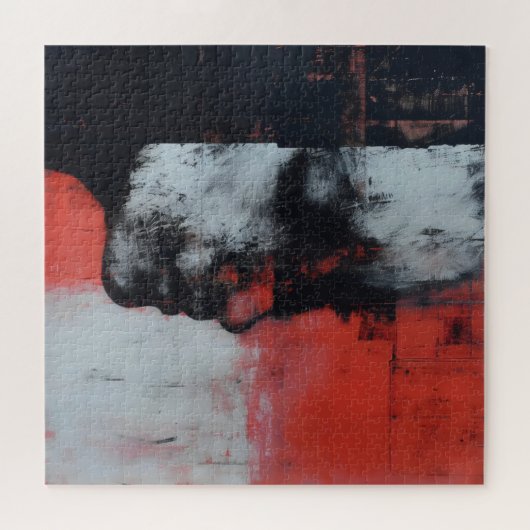 顔とレッド抽象芸術アート ジグソーパズル (横)