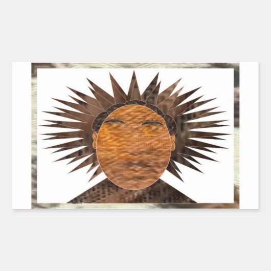 顔とワイルドヘア。 長方形シール (正面)