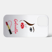 顔と口紅キス鏡美しいメイクアップアーティスト Case-Mate iPhoneケース (裏面 (横))