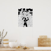 顔と姿が霧のホラー風変わりアートに ポスター (キッチン)