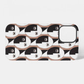 顔と目の幾何学的なシームレスパターン iPhoneケース (裏面横)