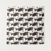 顔と眼の幾何学的シームレスパターン タペストリー (正面(横))