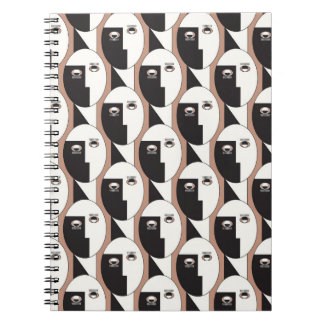 顔と眼の幾何学的シームレスパターン ノートブック