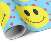 顔と赤いハート ラッピングペーパー (ロールコーナー)