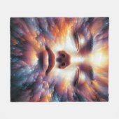 顔と雲の混カラフル合 フリースブランケット (正面(横))