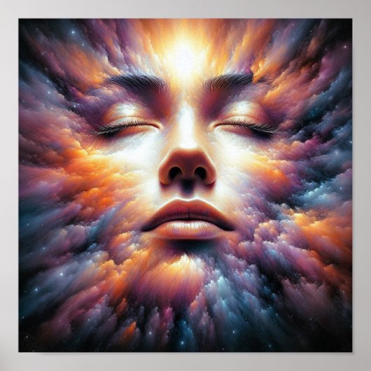 顔と雲の混カラフル合 ポスター (正面)