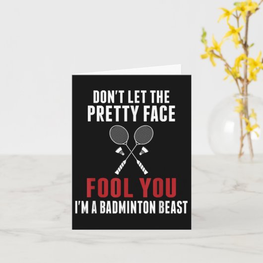 顔にバドミントンかわいらしを騙させなおもしろいさい カード (黄色い花)