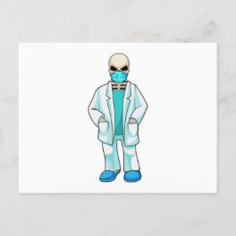 顔にマスクをした医者としての骸骨 ポストカード