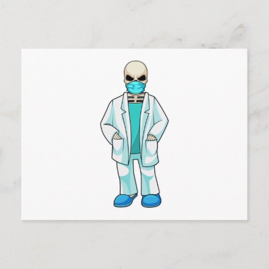 顔にマスクをした医者としての骸骨 ポストカード (正面)