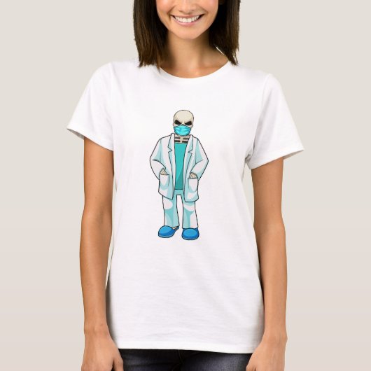 顔にマスクをした医者としての骸骨 Tシャツ (正面)